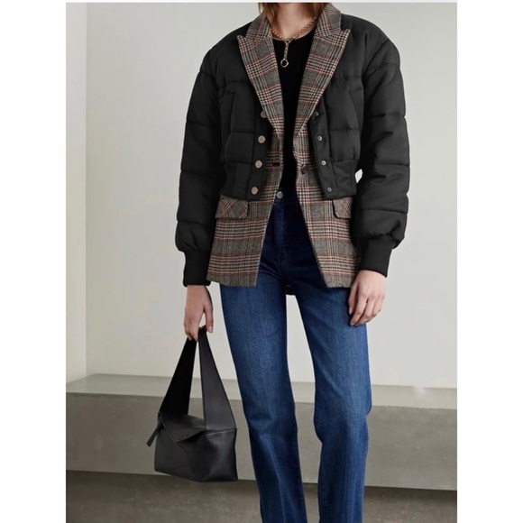 Veronica Beard layered quilted shell and checked tweed jacket NEW